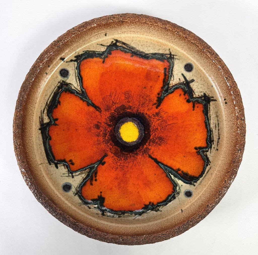 602. Aardewerken schaal, Jan van Erp - bloemdecor, ca. 1960, Ophalen