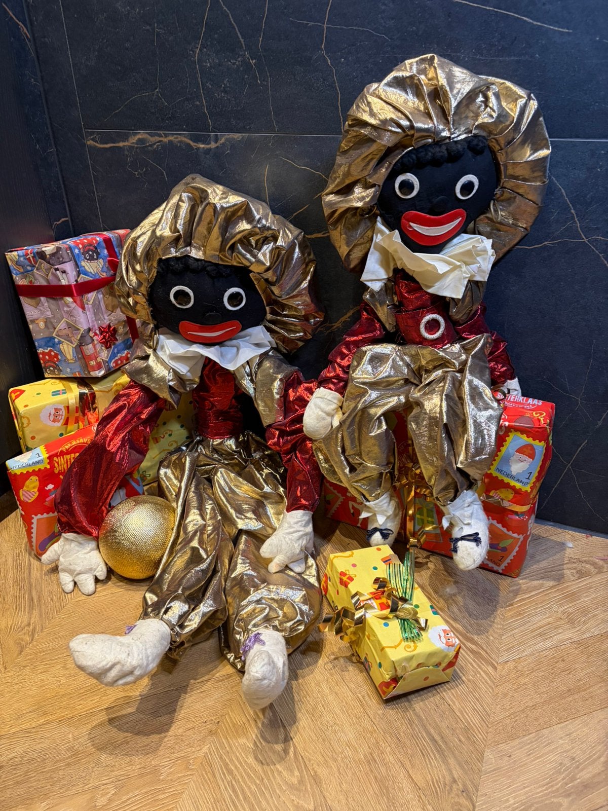 Zwarte piet etalage 2 pop vintage sinterklaas decoratie, Diversen, Sinterklaas, Ophalen of Verzenden, Zo goed als nieuw