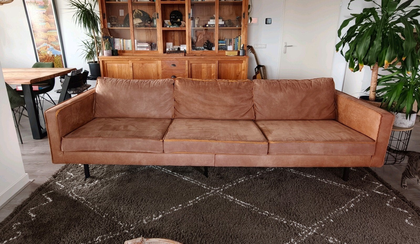 Be Pure Rodeo 3,5-zits bank cognac eco-leder, Ophalen, 250 tot 300 cm, Gebruikt, 75 tot 100 cm