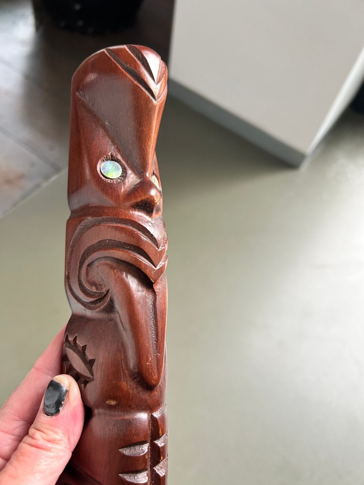 Vintage Tiki Tekoteko Maori houten beeld 38 cm, Ophalen of Verzenden