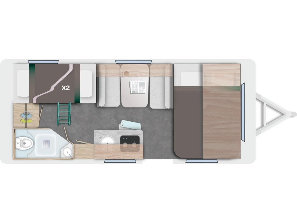Caravelair Sport Line Stapelbed 496 NIEUW 2027, Bedrijf, Treinzit, Serviceluik, 5 tot 6 meter