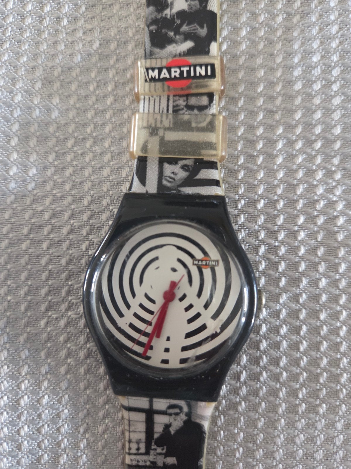 Vintage Swatch Martini Polshorloge - Zwart/Wit, Kunststof, Gebruikt, Polshorloge, Swatch