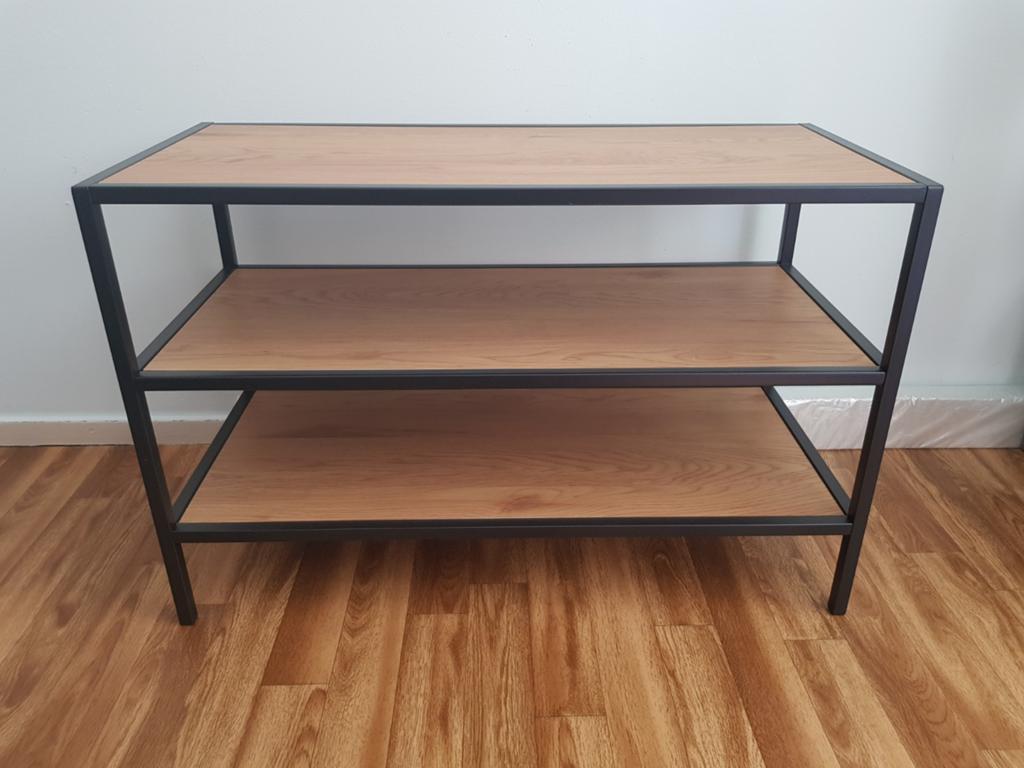 schoenenrek/bijzettafel zwarte metalen frame eiken 50x77x35, Ophalen, Nieuw