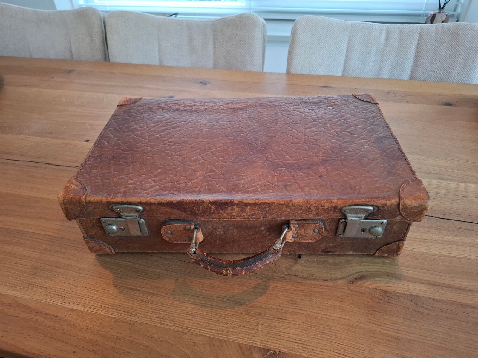 Leren vintage koffer, Sieraden, Tassen en Uiterlijk, Koffers, Ophalen, Gebruikt, Leer