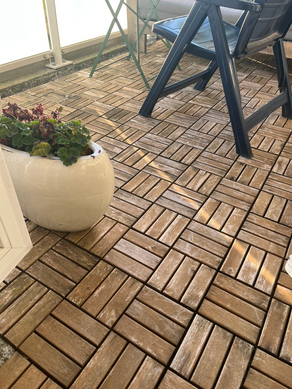 55 IKEA RUNNEN acacia houten terrastegels – kliksysteem, Ophalen, Zo goed als nieuw, Hout