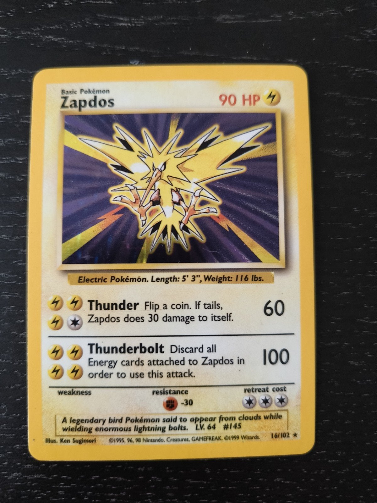 Pokémon Zapdos 16/102 Basic Holo Rare Kaart, Ophalen of Verzenden, Gebruikt, Losse kaart