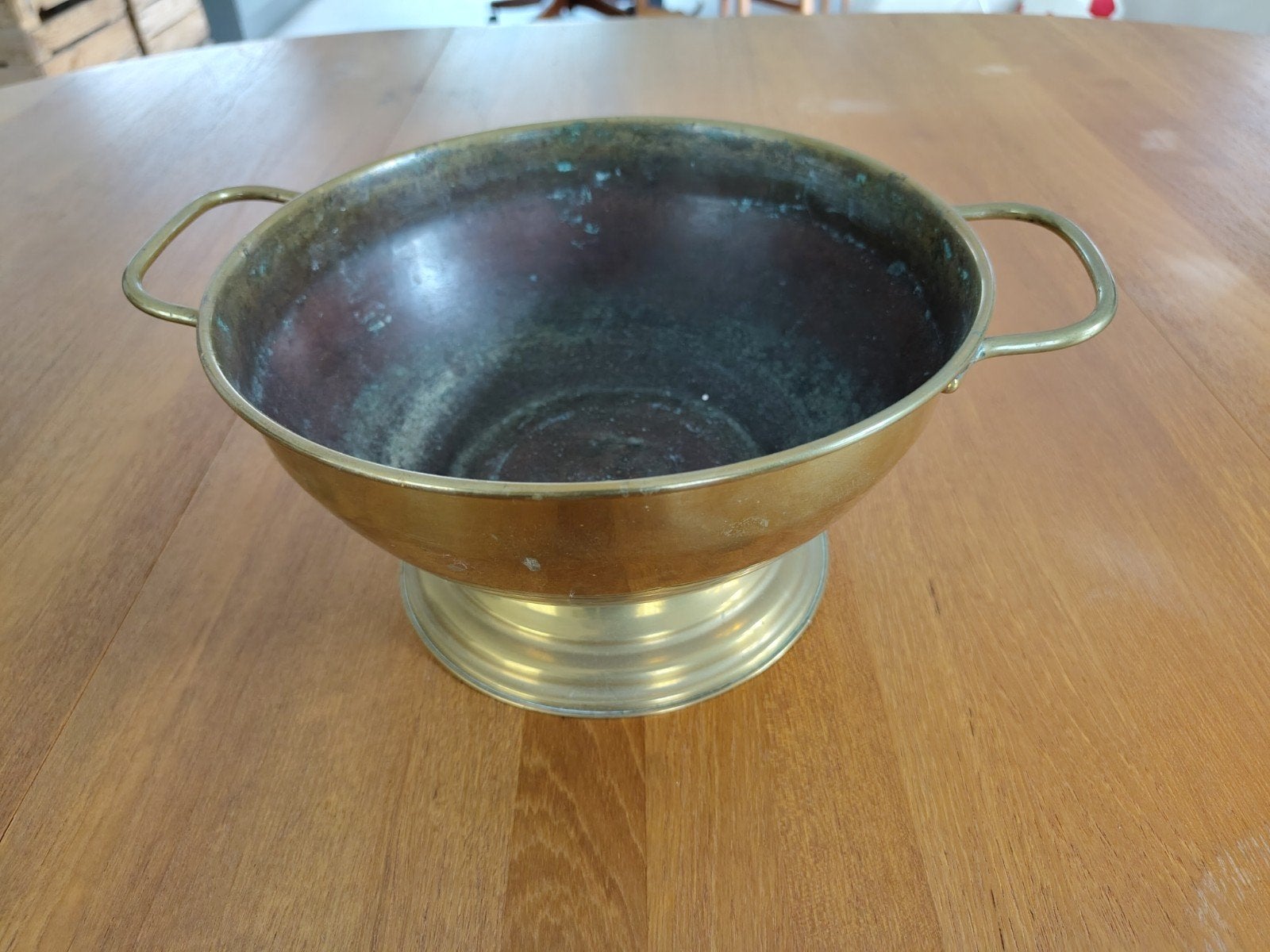 Vintage Messing Plantenpot met Sierlijke Handgrepen, Ophalen of Verzenden