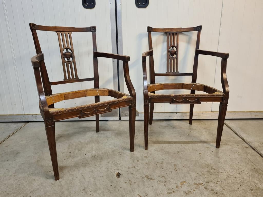 Armstoelen, stoelen, mahonie, louis seize, TEAB, Ophalen, Gebruikt, Twee, Bruin