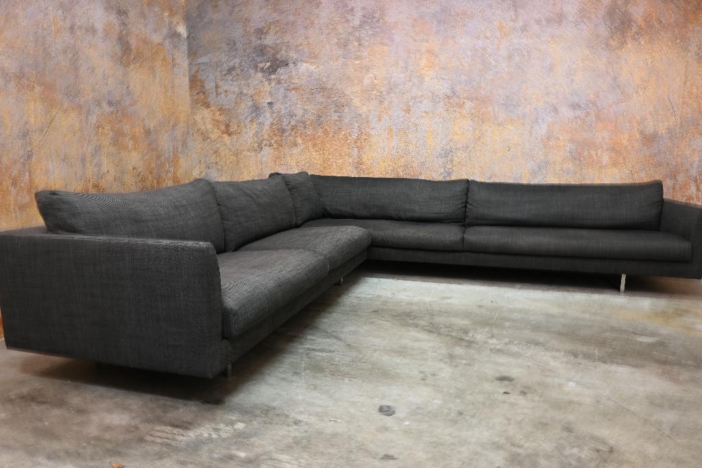 IZG Staat grote grijze stoffen Montis Axel design hoekbank, Huis en Inrichting, Banken | Bankstellen, Montis, 300 cm of meer, Ophalen of Verzenden