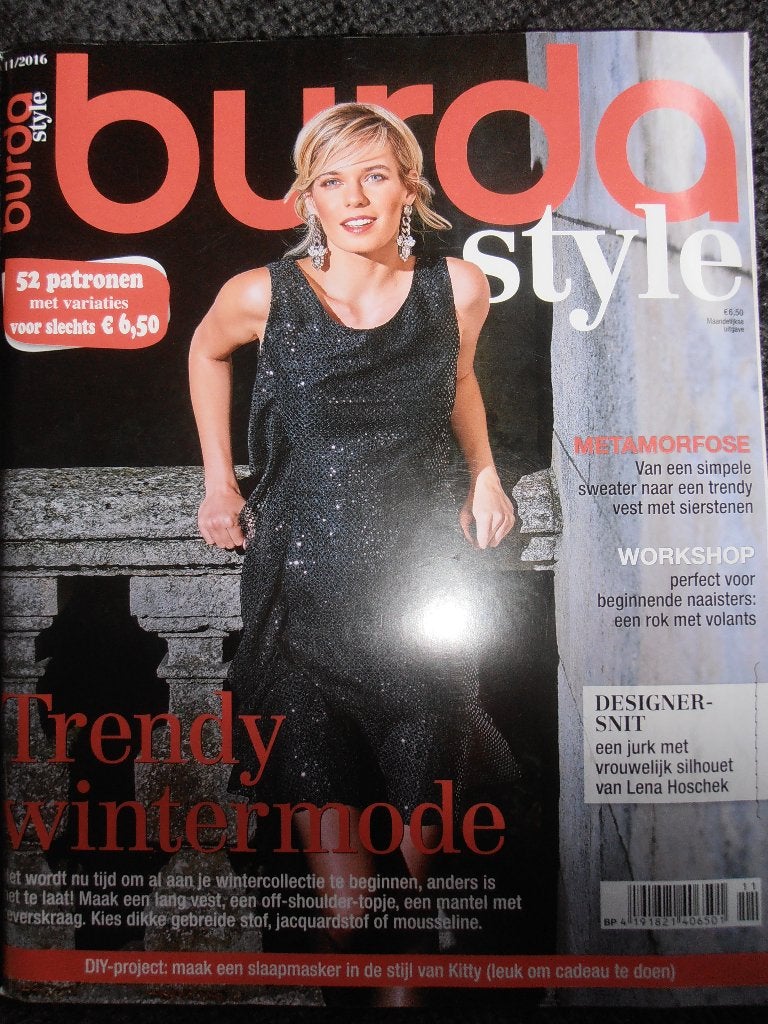 Burda november 2016, Hobby en Vrije tijd, Kledingpatronen, Ophalen of Verzenden, Zo goed als nieuw, Vrouw, Burda