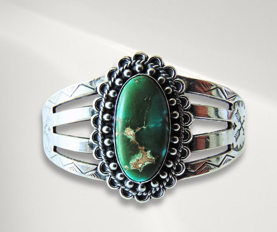 Sublieme antiek NAVAJO zilver Fred Harvey turquoise armband!, Verzenden, Zo goed als nieuw, X, Met edelsteen