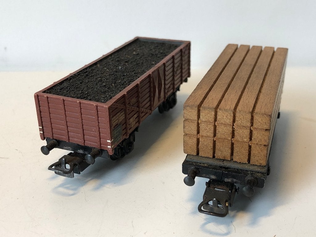 7 vintage Liliput goederenwagons jaren 50, Gebruikt, Gelijkstroom of Wisselstroom, Wagon, Ophalen of Verzenden