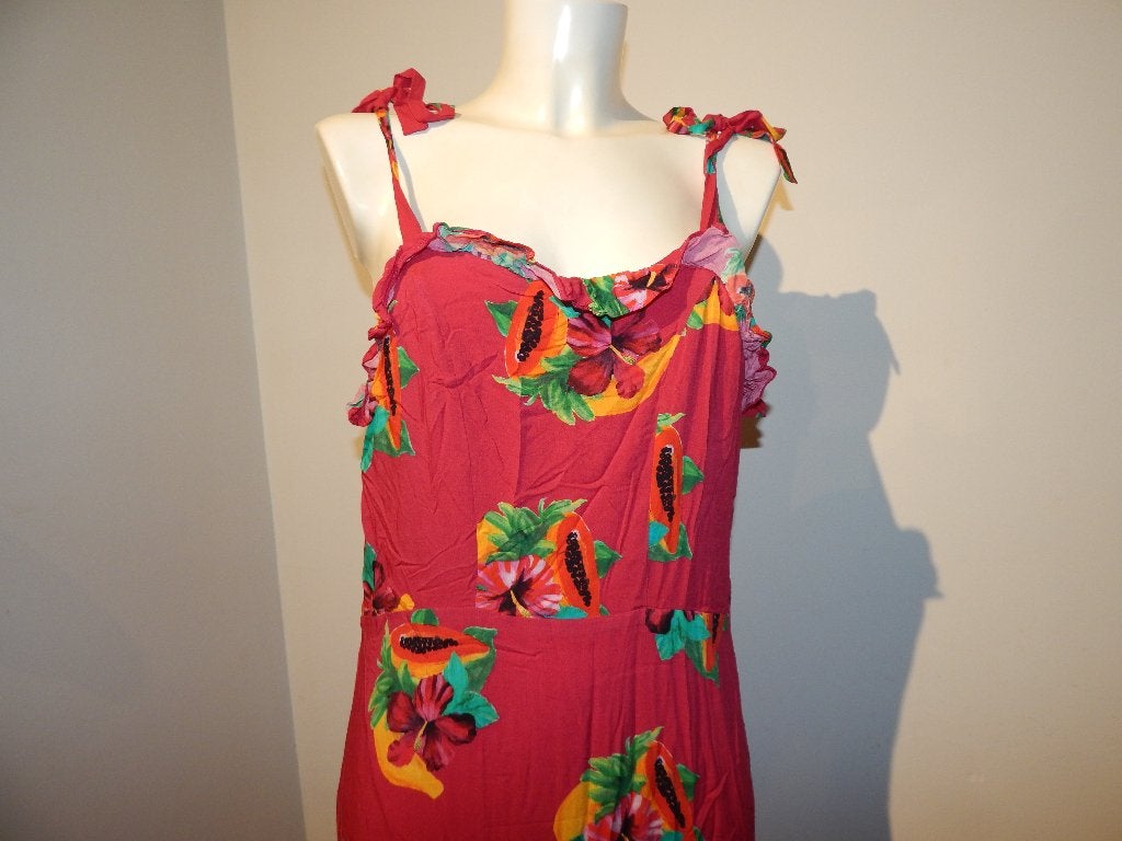 Fabienne Chapot zomerse jurk fucia cyclaam bloem fruit 40, Kleding | Dames, Maat 38/40 (M), Verzenden, Zo goed als nieuw, Fabienne Chapot