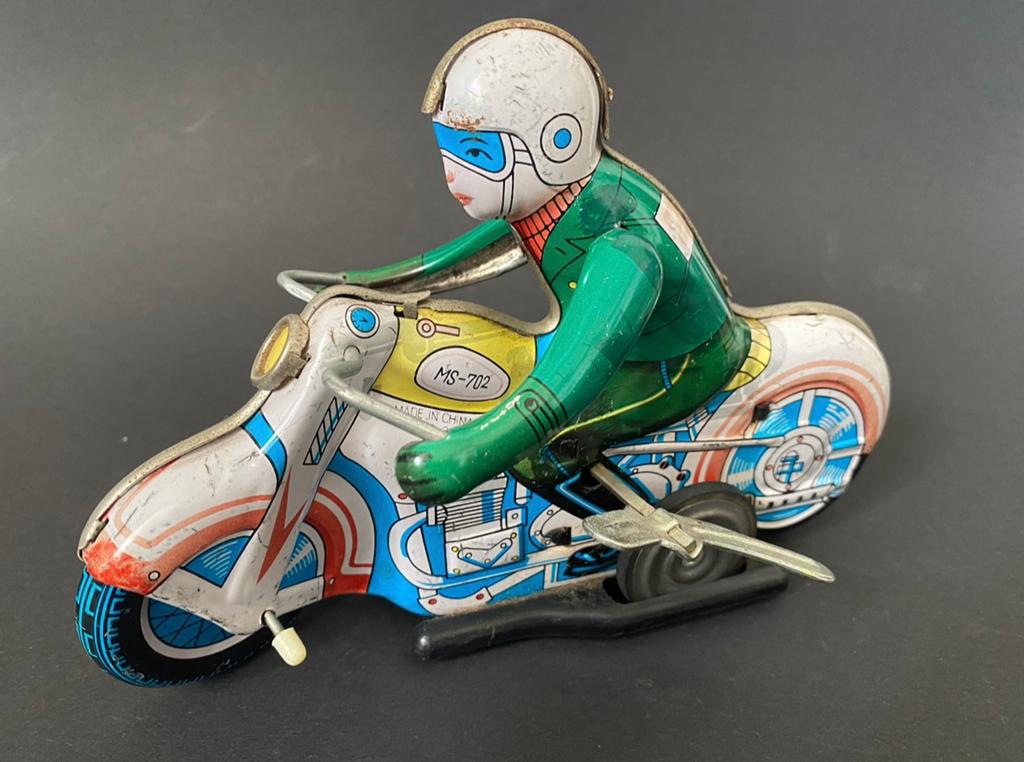 Blikken Wind-Up Toy, Motorrijder Jaren ‘70, Ophalen of Verzenden
