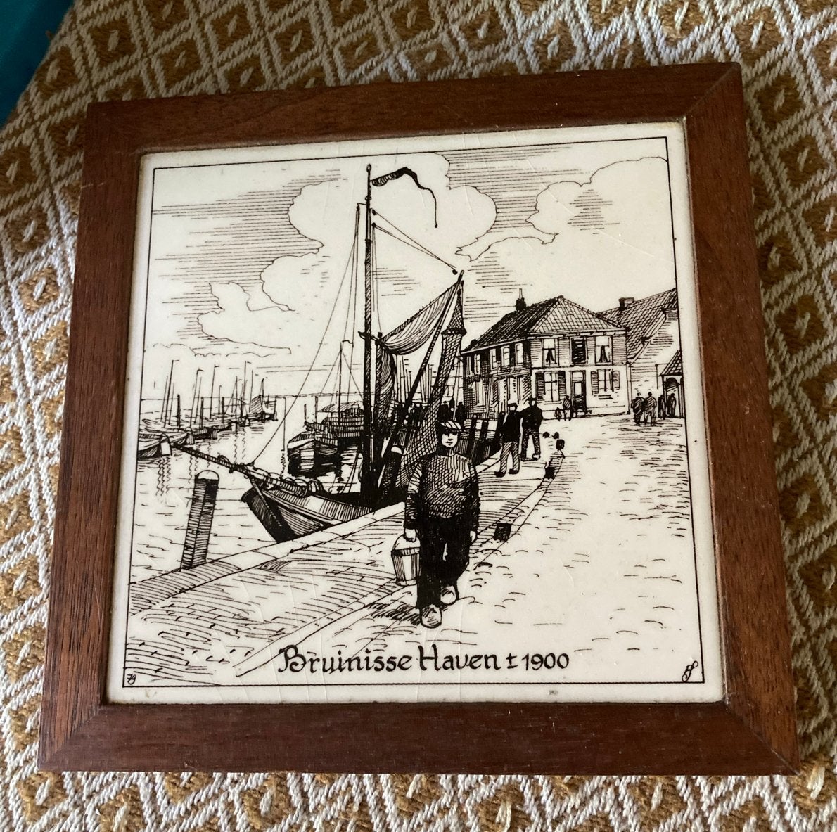 Vintage Tegeltableau Bruinisse Haven  1900, Ophalen of Verzenden