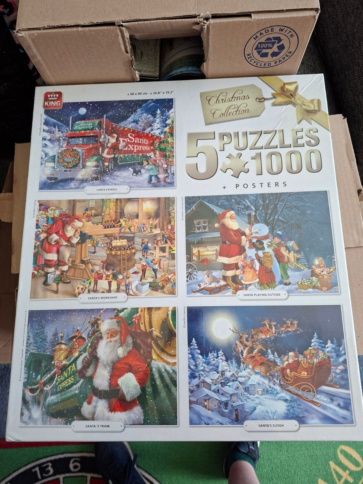 King Christmas Collection 5x1000 stukjes puzzel, Ophalen, 500 t/m 1500 stukjes, Nieuw, Legpuzzel