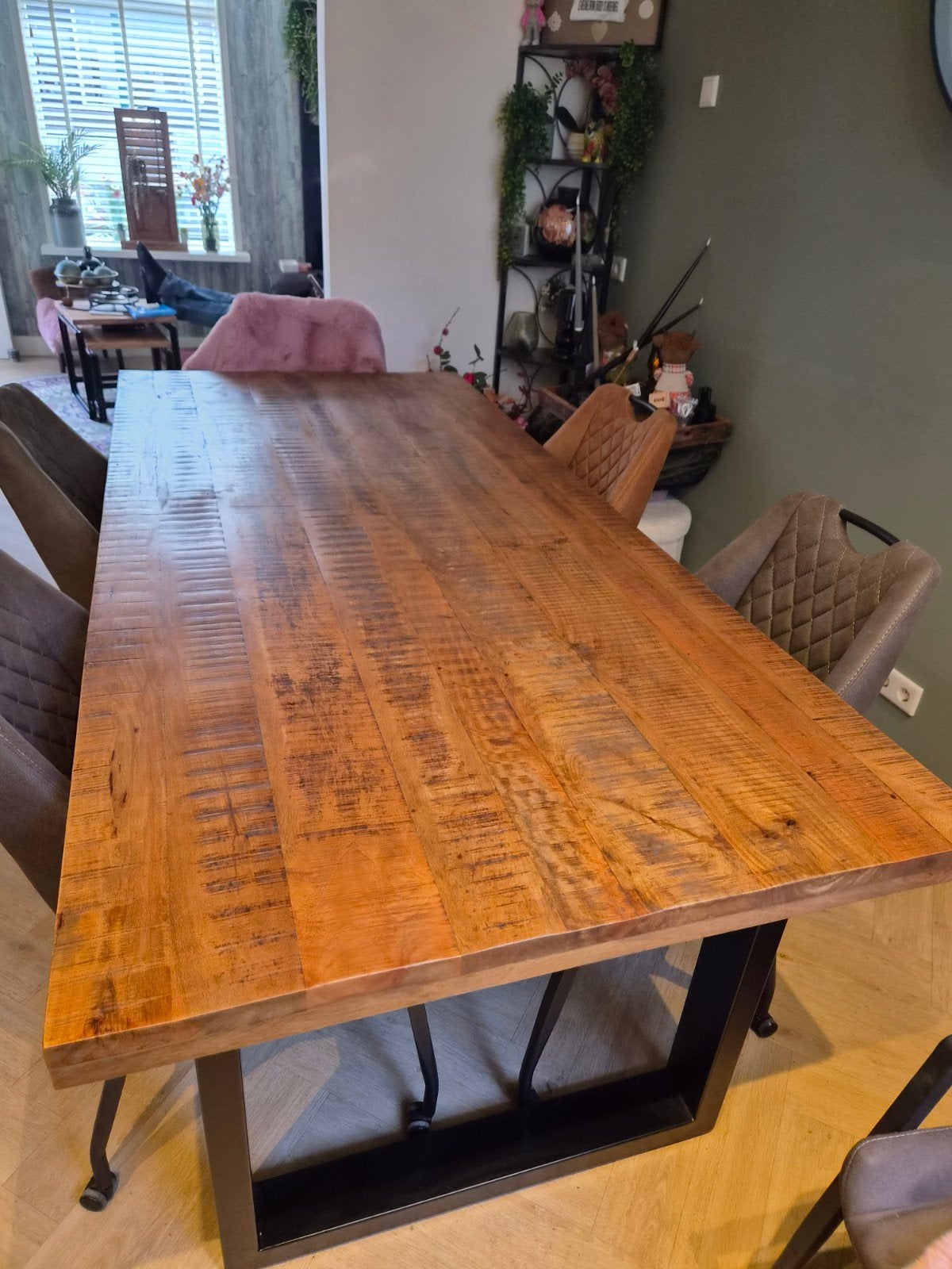 hele mooie mangohout tafel, Ophalen, 200 cm of meer, 50 tot 100 cm, Zo goed als nieuw