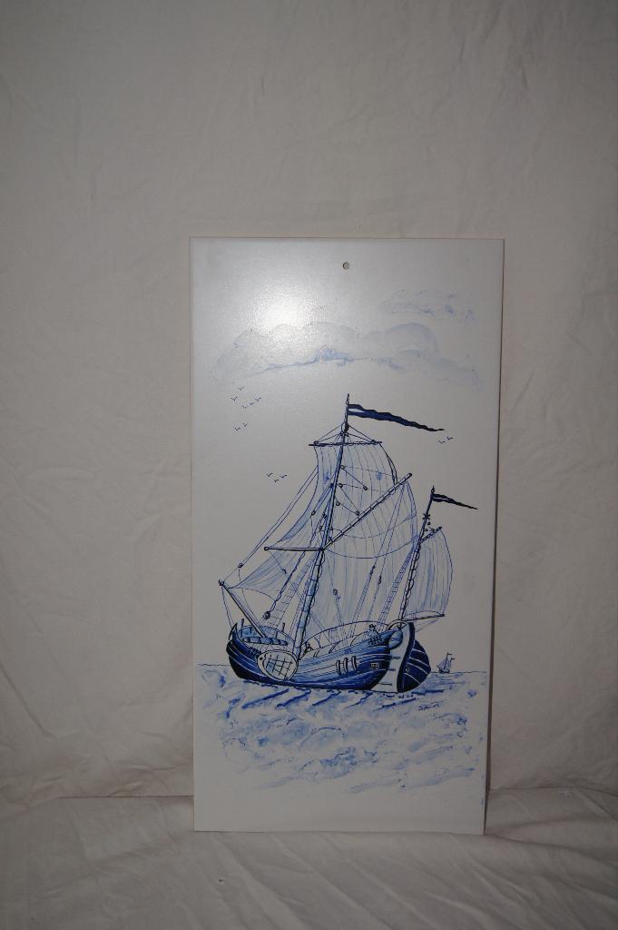 Tjalk schip ( Tegel Tableau, Ophalen of Verzenden