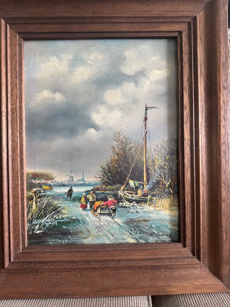 Mooi oud winters landschap, Antiek en Kunst, Paneel, Ophalen of Verzenden, Landschap, Olieverf