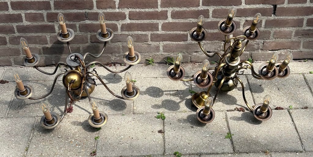 kroonluchters een met 8 armen en een met 6 armen  led lampen, Huis en Inrichting, Lampen | Kroonluchters, Ophalen, Gebruikt, Metaal