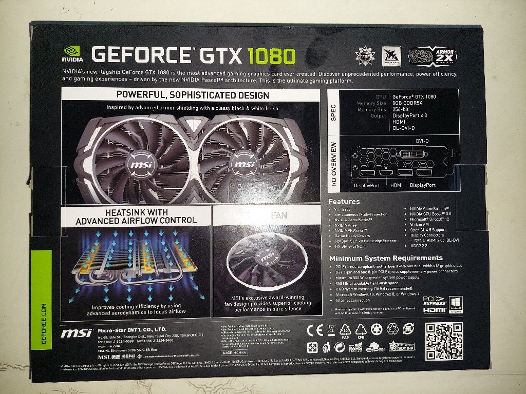 MSI GeForce GTX 1080 8GB – In nieuwstaat., PCI-Express 3, Ophalen of Verzenden, GDDR5, Nvidia