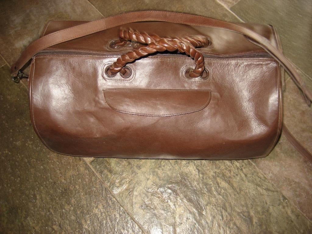 Lederen REISTAS 50X30X23 gevoerd verstevigde bodem nieuw €45, 40 tot 60 cm, 30 cm of meer, Bruin, Ophalen of Verzenden