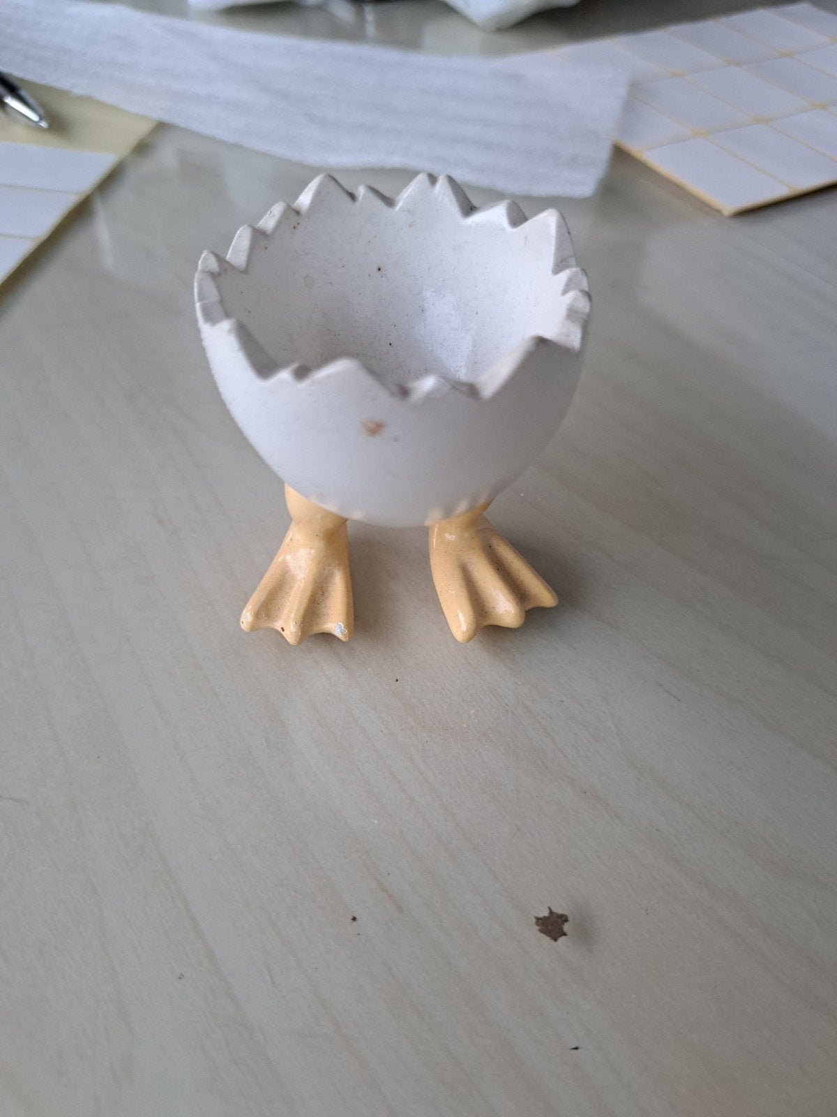 Leuke eierdop in de vorm van een kuiken, Ophalen of Verzenden, Gebruikt, Wit, Steen/keramiek
