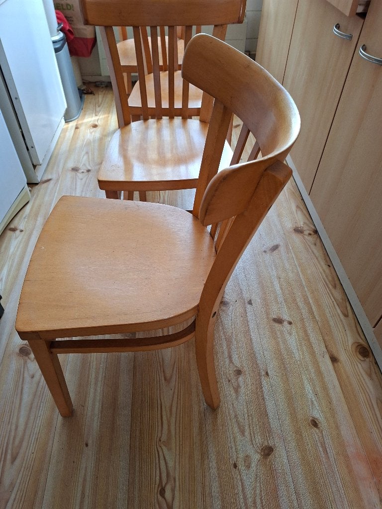 Houten stoelen retro jaren 60 of 70 set van 3, Ophalen