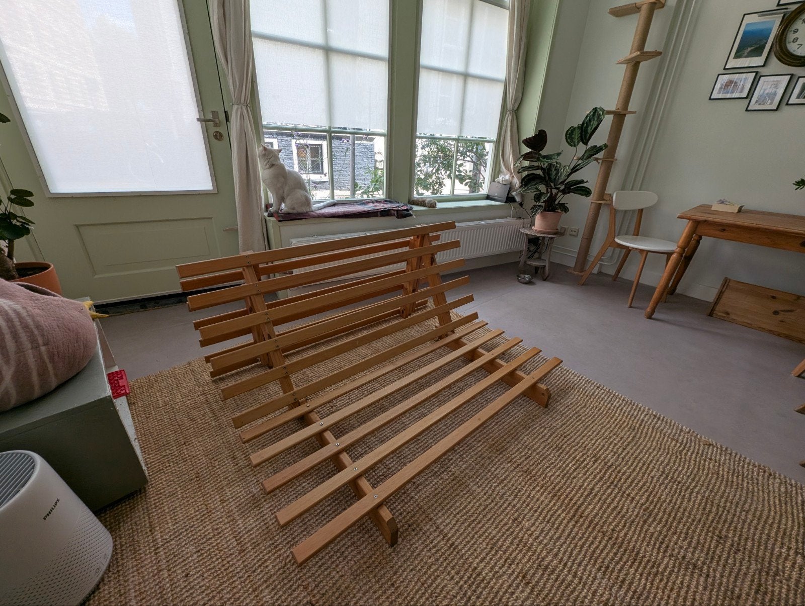 Houten Futon Frame / Slaapbank Onderstel 140x200, Ophalen, Bruin, Tweepersoons, 140 cm