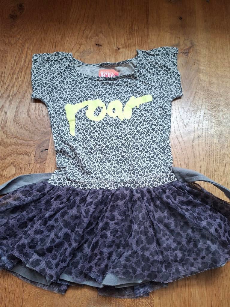 Leopardprint jurkje met tule rokje - Maat 98, Kinderen en Baby's, Kinderkleding | Maat 98, Gebruikt, Meisje, Ophalen of Verzenden