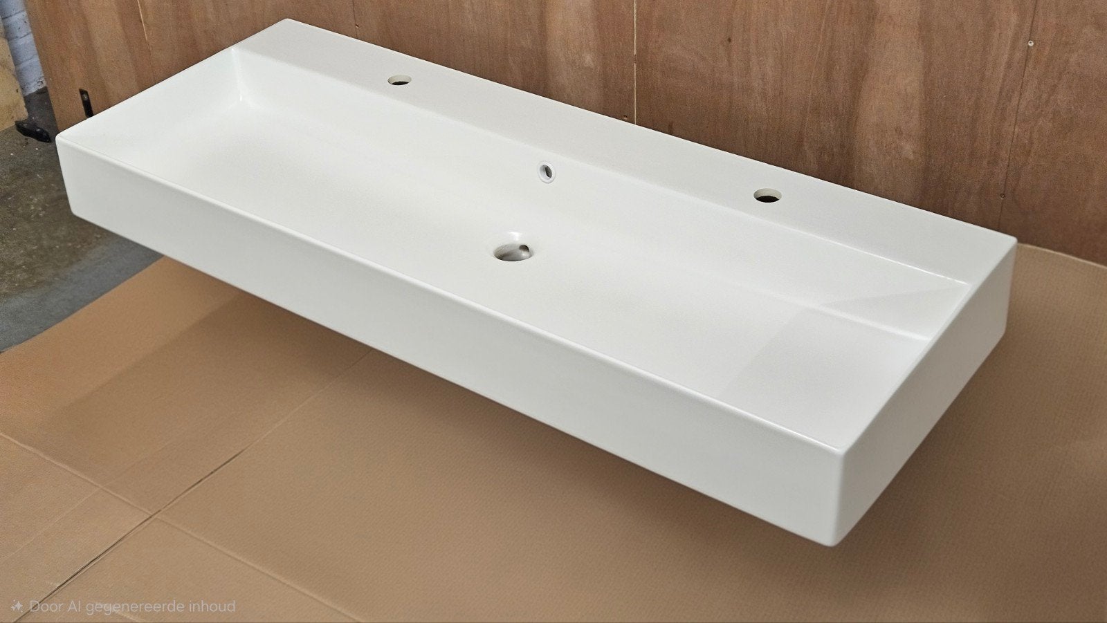 Detremmerie matwitte Square wastafel dubbel 120x48 cm nieuw, Ophalen, Nieuw, Steen, Wastafel