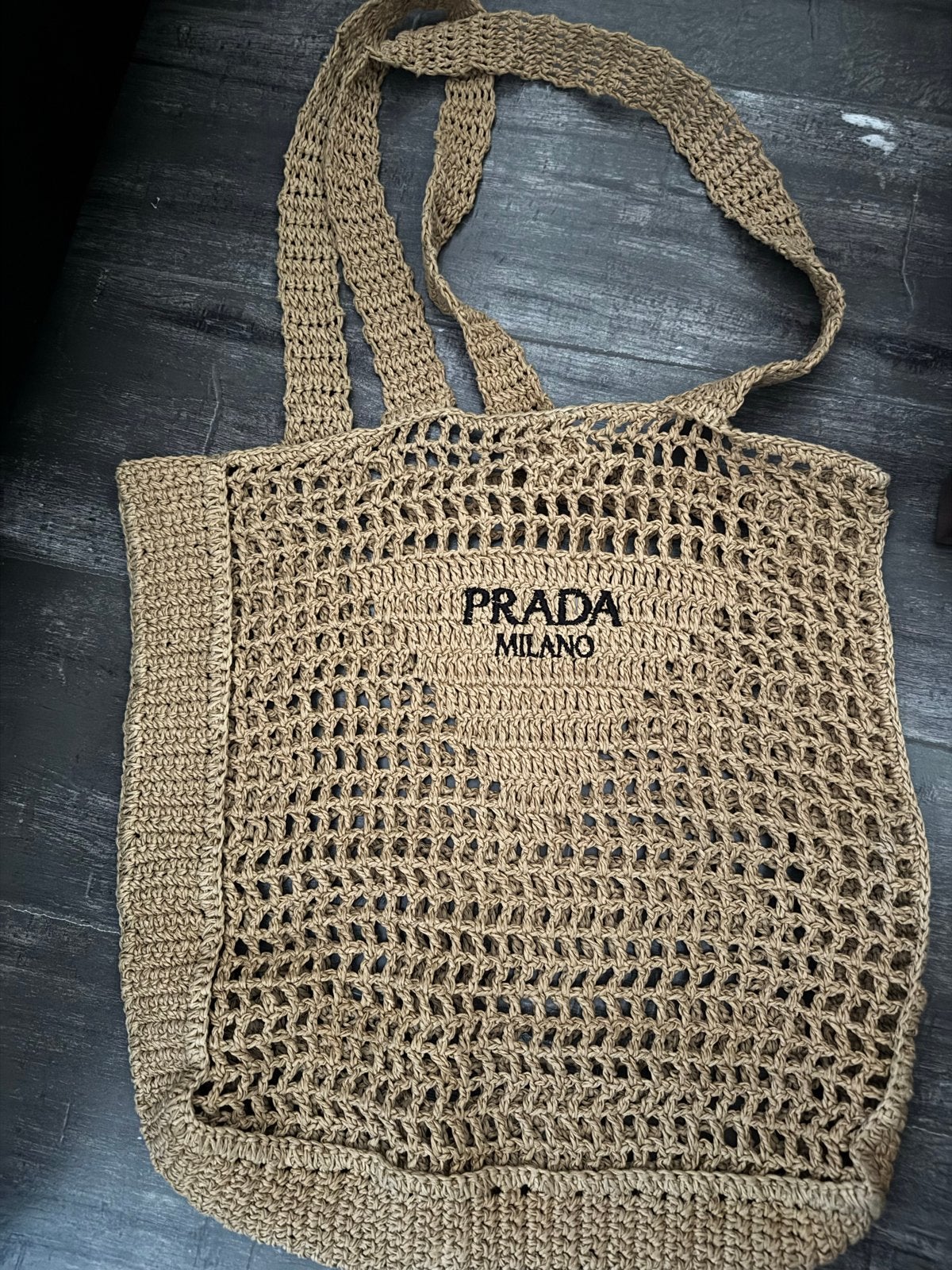 Prada Milano gehaakte shopper tas, Ophalen of Verzenden, Zo goed als nieuw, Bruin, Shopper
