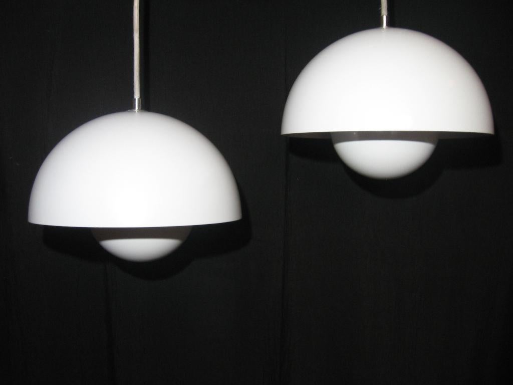 Verner Panton flowerpot lamp design lamp, Gebruikt, Ophalen of Verzenden, Retro, Metaal