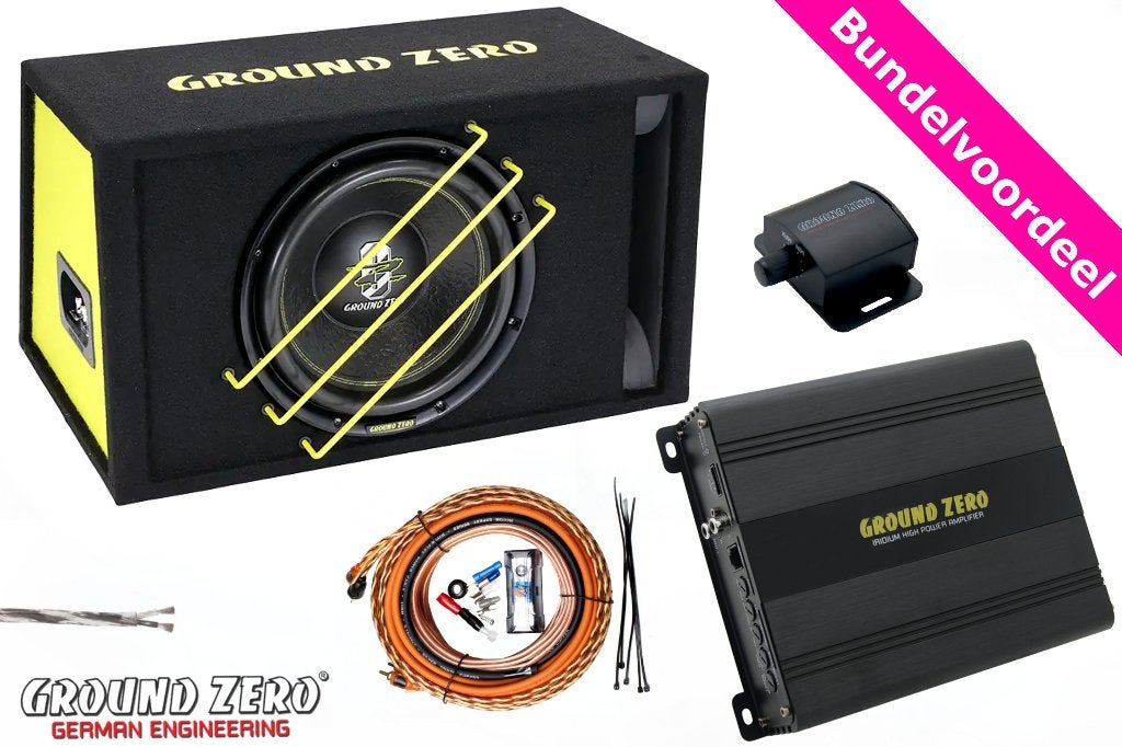 Zware Ground Zero 30SPL Bundelset 1350W/900Wrms + Kabels, ., Nieuw, Ophalen of Verzenden, .