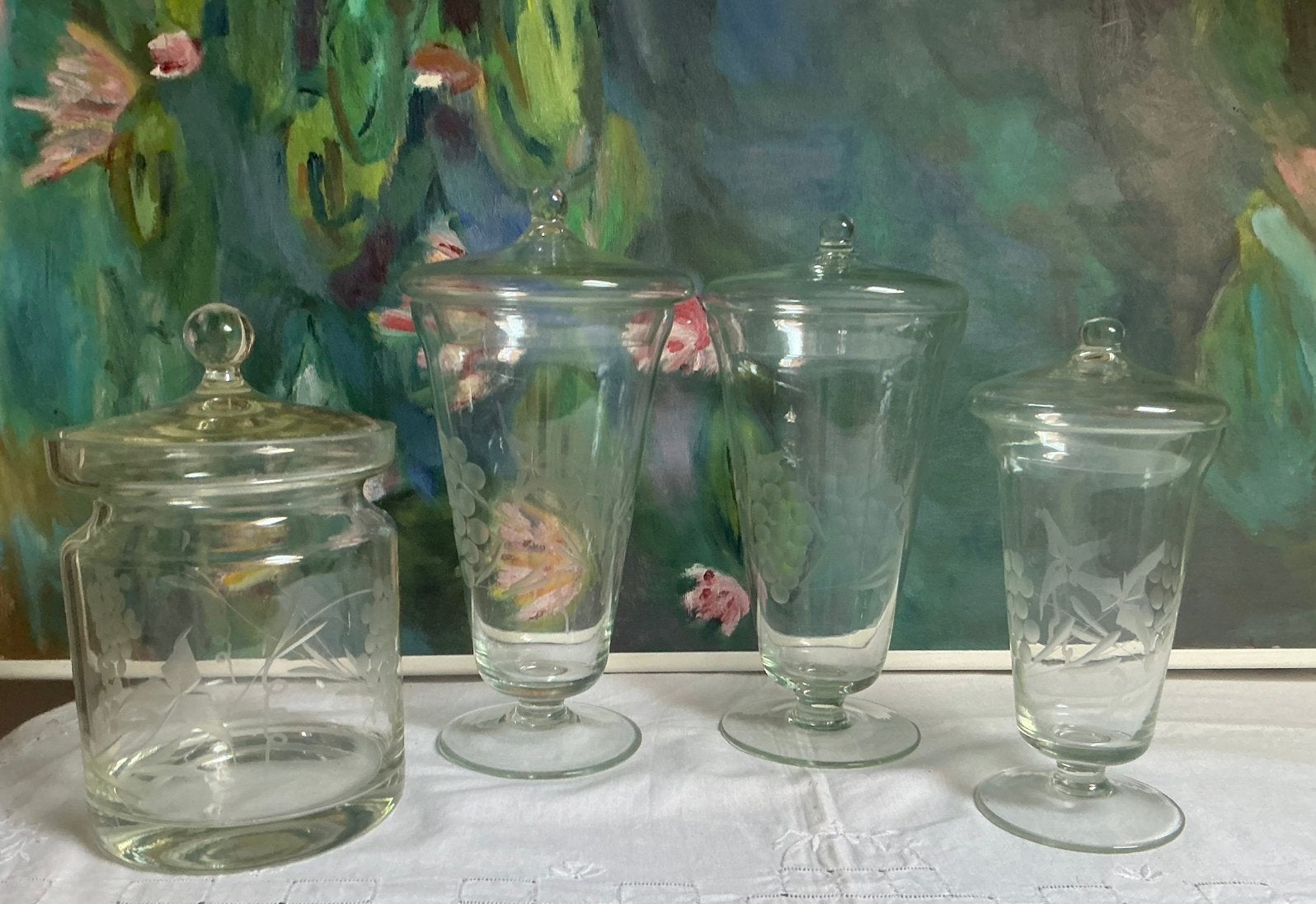 Set prachtige antieke glazen potten, Ophalen of Verzenden