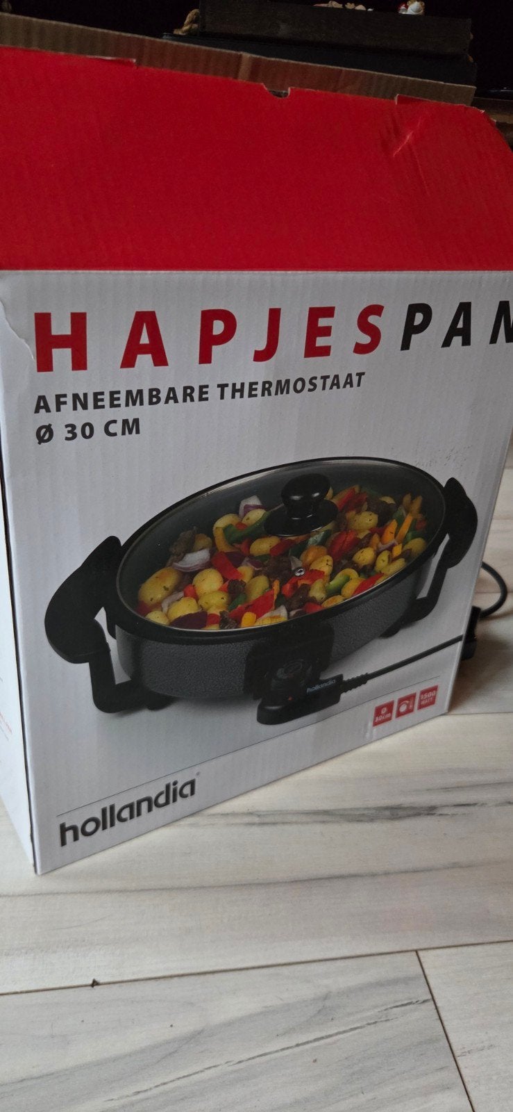 Hollandia Hapjespan 30cm - 1500W met afneembare thermostaat, Ophalen, Gebruikt, 4 t/m 7 personen