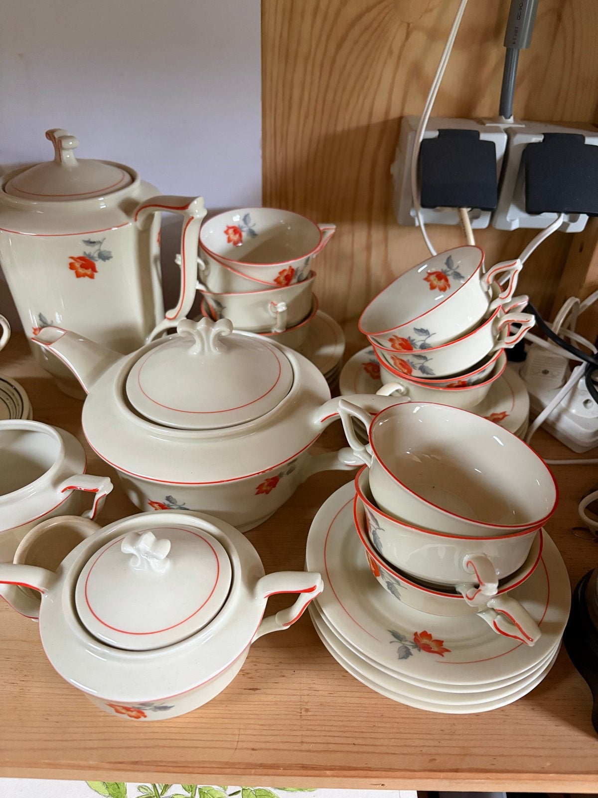 Vintage theeservies met bloemmotief, Ophalen of Verzenden