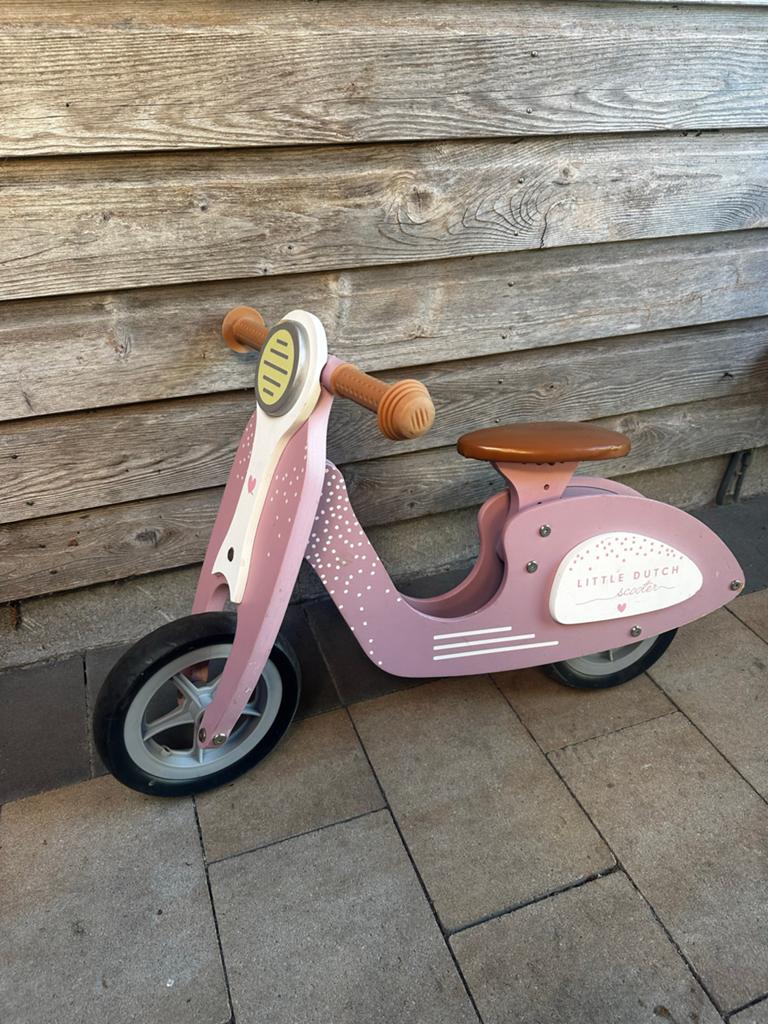 Little Dutch Houten Loopscooter Roze, Ophalen, Zo goed als nieuw, Loopfiets