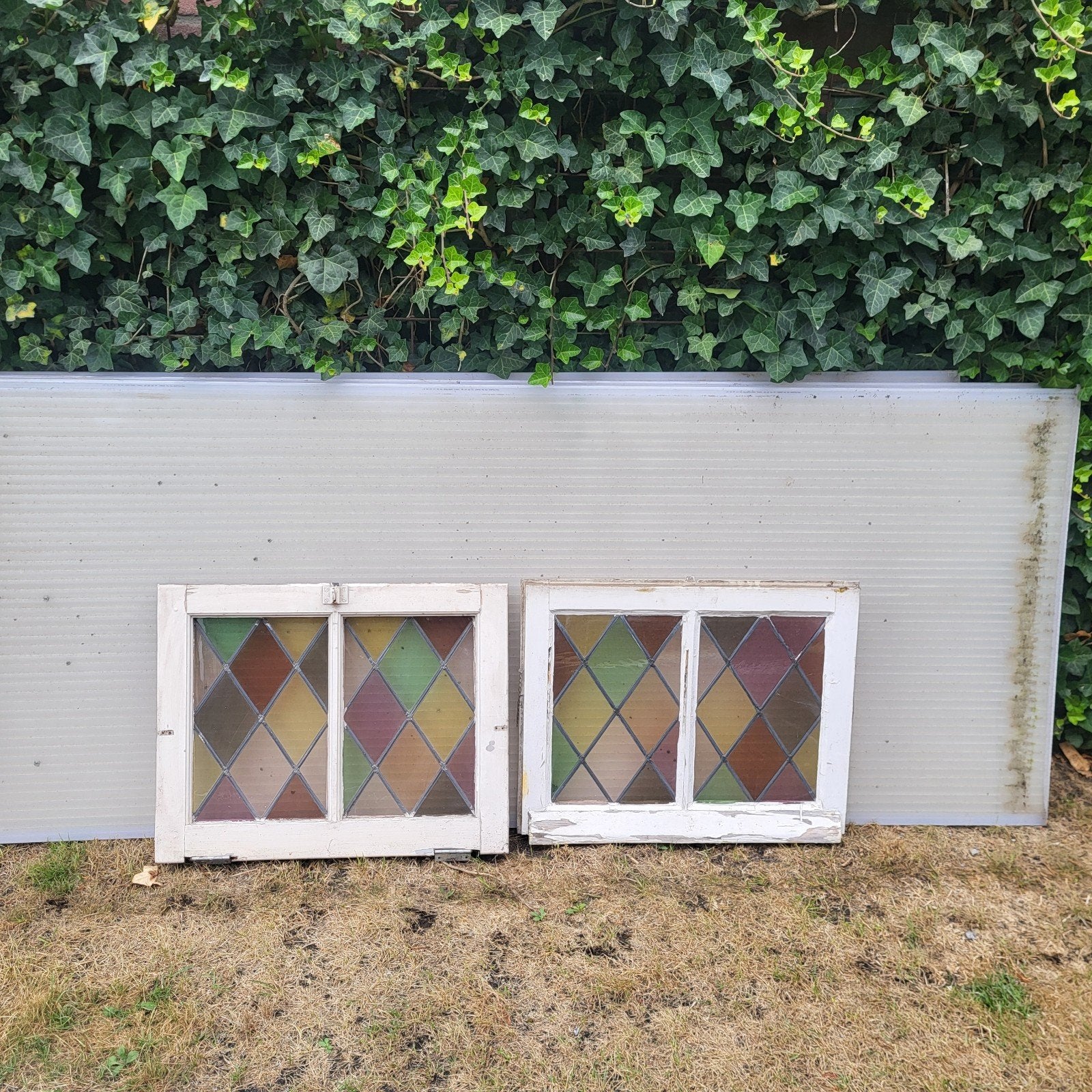 oude glas in lood ramen, Doe-het-zelf en Verbouw, Glas en Ramen, Ophalen, Gevelraam of Ruit, Gebruikt, Minder dan 80 cm