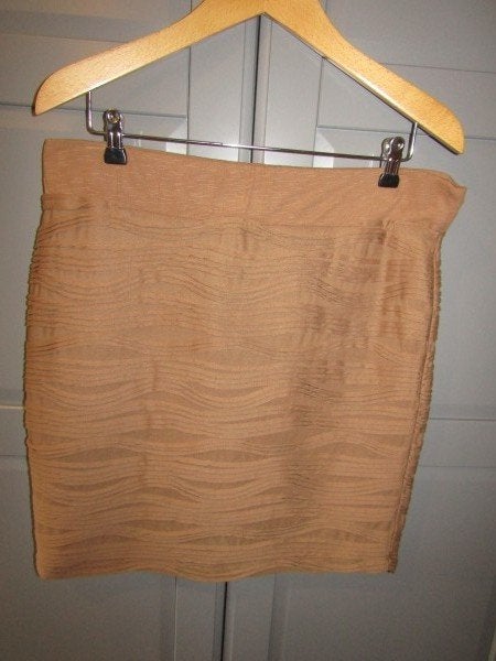 G495 Fransa mt XL rok lichtbruin stretch tricot gedrapeerd, Kleding | Dames, Bruin, Verzenden, Fransa, Maat 46/48 (XL) of groter