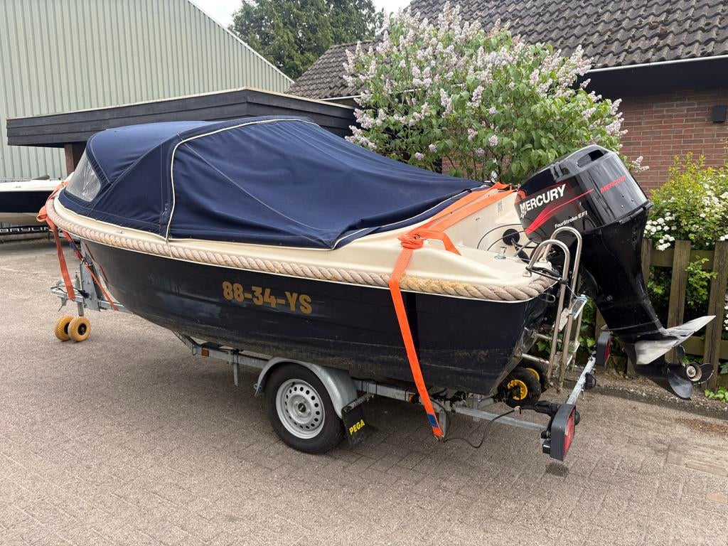Mooie Clever sloep met 30pk Mercury, Watersport en Boten, Sloepen, Ophalen, Gebruikt, Buiskap, Clever