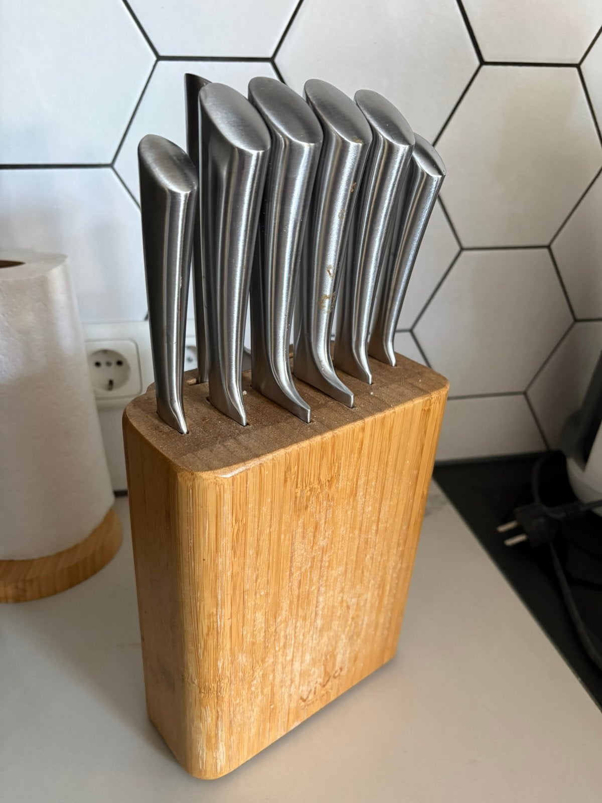 Vivo by Villeroy & Boch messenset met bamboe messenblok, Ophalen, Zo goed als nieuw