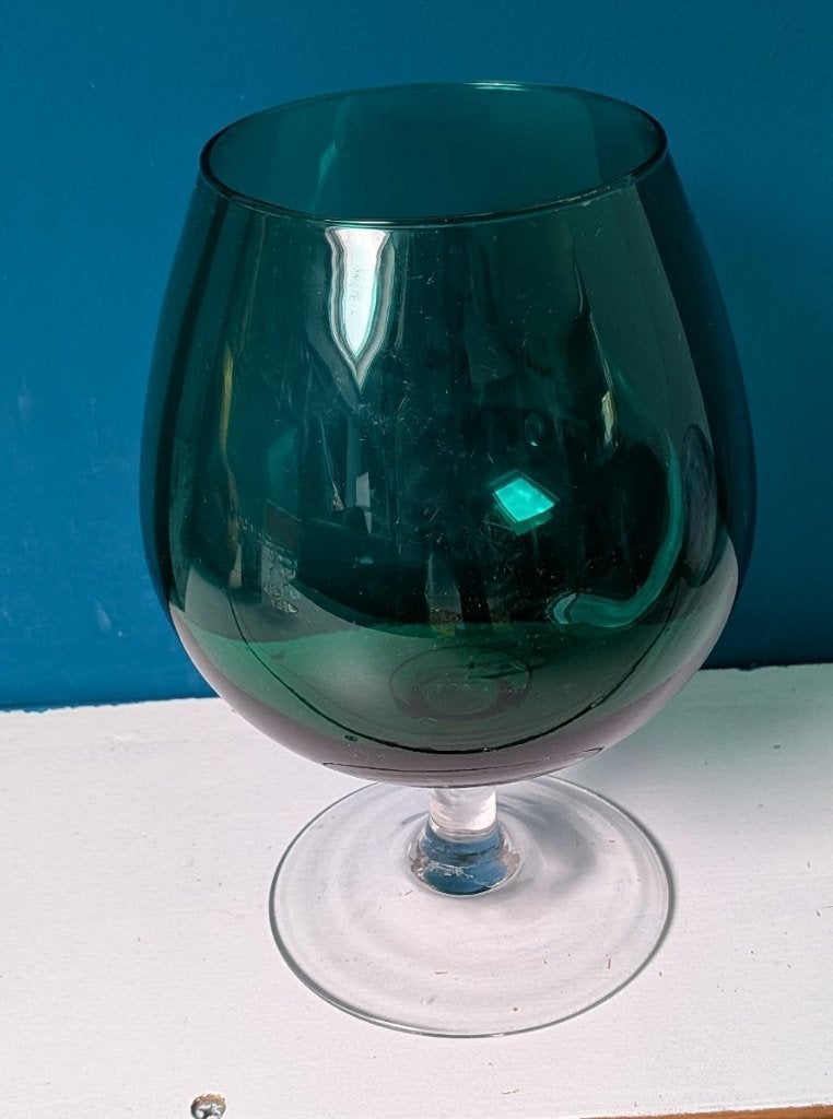 Vintage groot cognacglas vaas groen ballonvaas, Antiek en Kunst, Ophalen of Verzenden