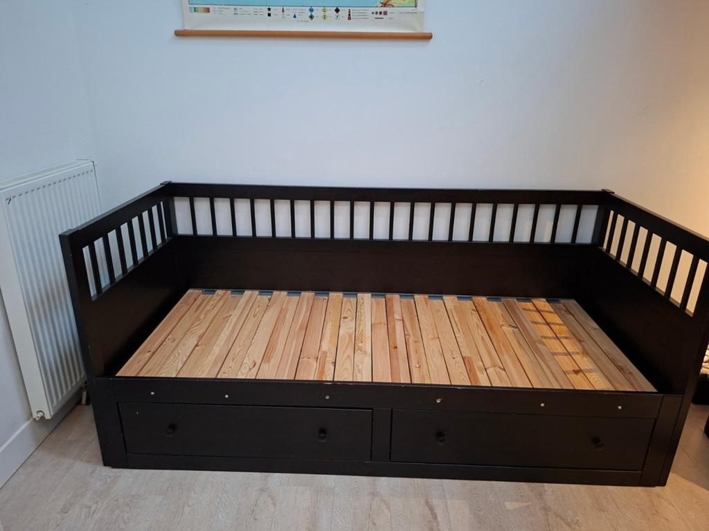 Ikea Hemnes bedbank / uitschuifbed met veel opbergruimte, Ophalen, Eenpersoons, 80 cm, 200 cm