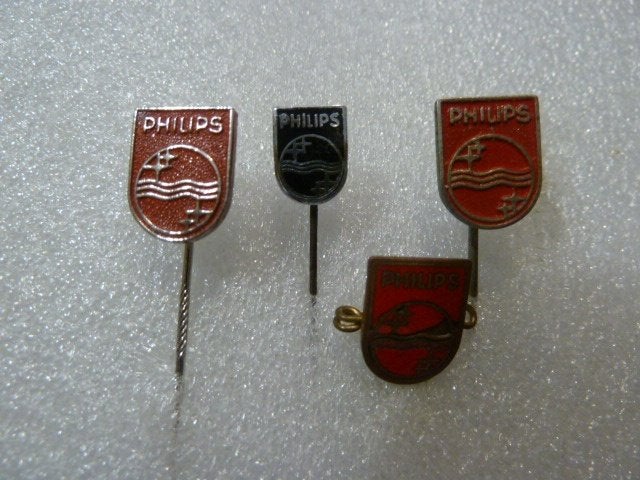 4 Vintage Philips Speldjes/Pins - Diverse Kleuren, Ophalen of Verzenden, Gebruikt, Merk, Speldje of Pin