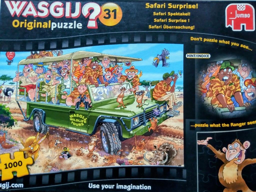 WASGIJ safari 1000 stukjes, Ophalen, 500 t/m 1500 stukjes, Gebruikt, Legpuzzel
