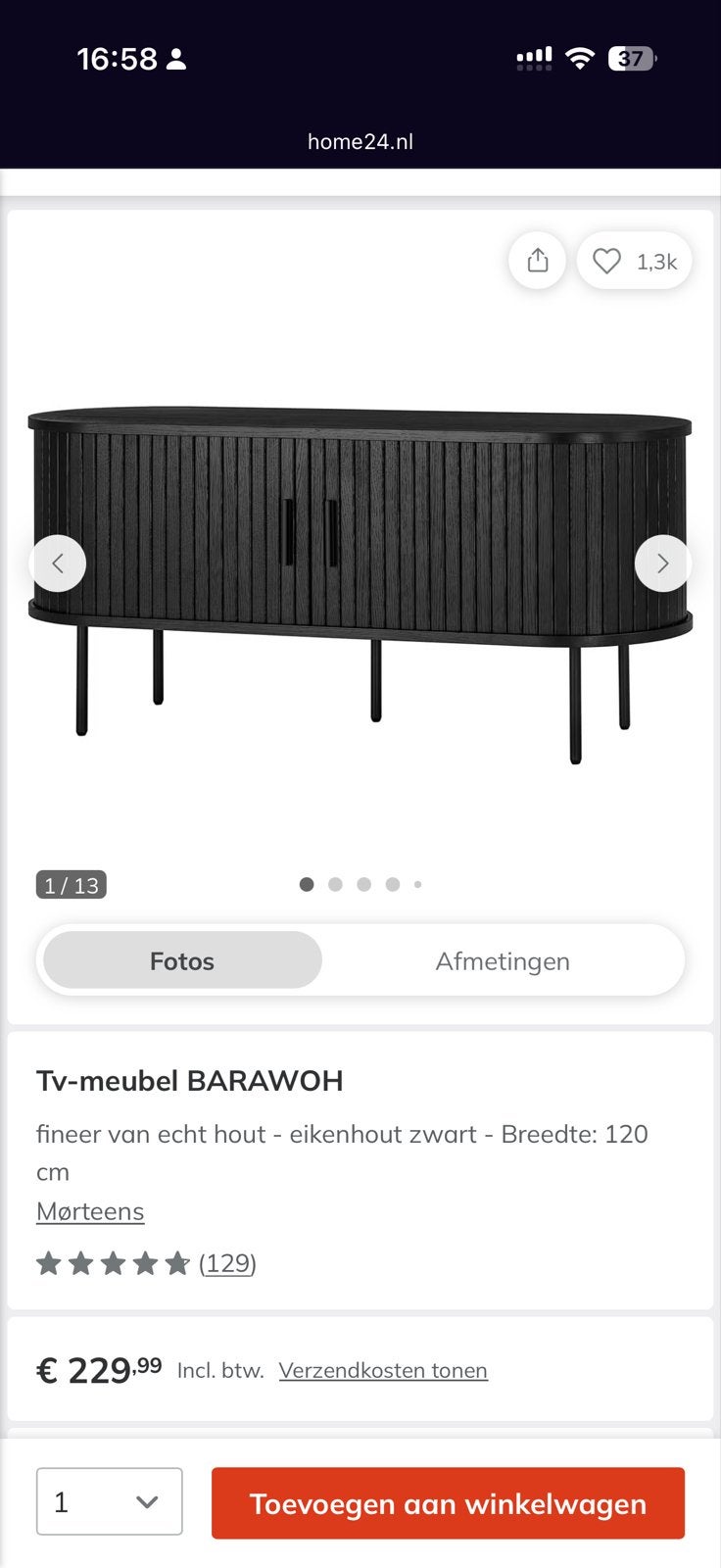 Zo goed als nieuw TV-kastje - 1 jaar oud, geen beschadiginge, Ophalen, Zo goed als nieuw, Eikenhout, 100 tot 150 cm