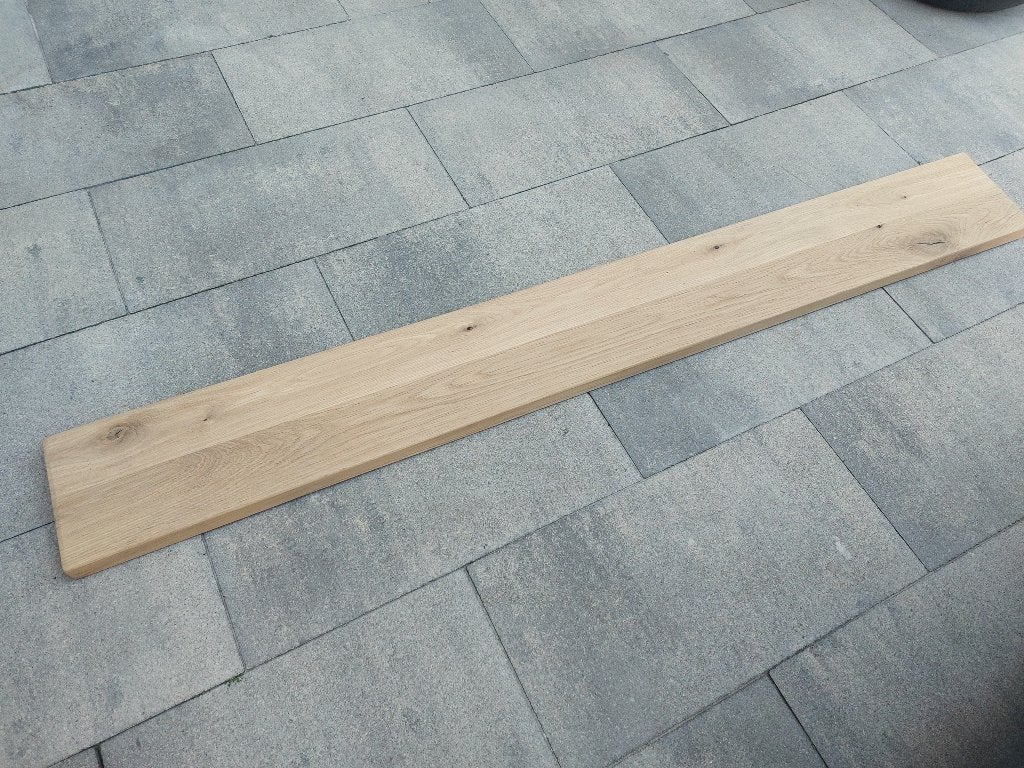 Massief eiken plank 170x20x4 cm sidetable, Ophalen, Eikenhout, Zo goed als nieuw, Minder dan 25 cm