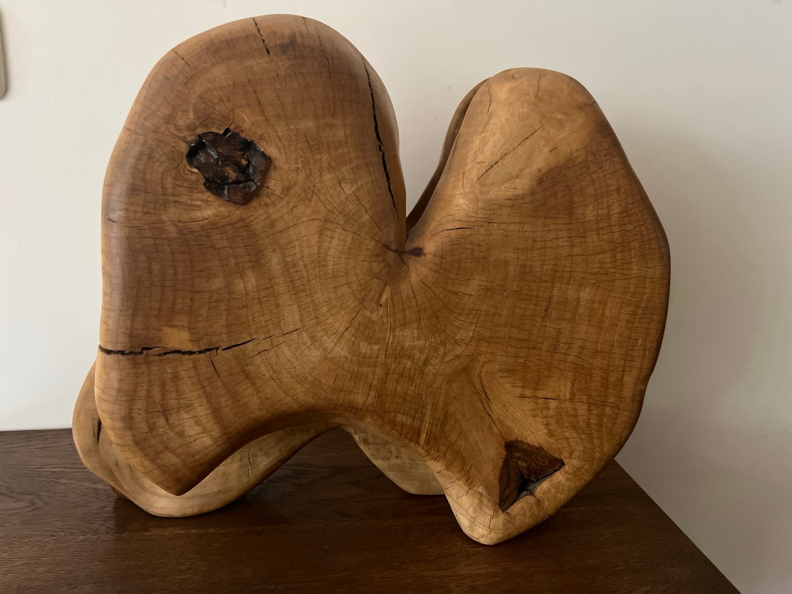 Abstracte houten sculptuur - Handgemaakt kunstwerk, Ophalen of Verzenden, Handgemaakt, 20 - 50 cm, Beeld