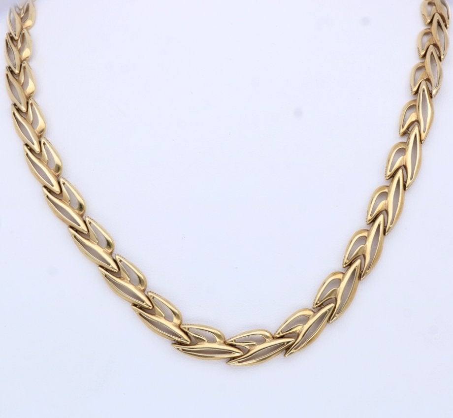 Prachtige Gouden Collier Zwaluwschakel 14K // 44 CM, Ophalen of Verzenden, Zo goed als nieuw, Info@kleenedelmetalen.nl, Goud